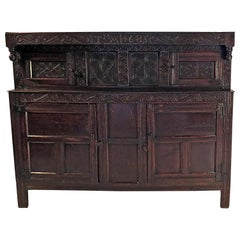 17th Century English Oak Court Cupboard, circa 1680