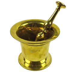 18th Century English Brass Pestle and Mortar, circa 1750