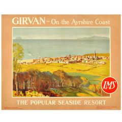 Original 1920s LMS Railway Poster for Girvan Seaside Resort, Ayrshire, Scotland