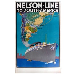 Original 1930s Travel Poster Advertising Nelson Line Cruises to South America