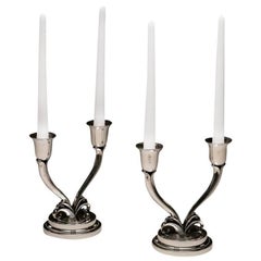 Evald Nielsen Sterling Silver Pair of Art Deco Candelabras