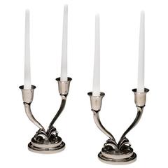 Evald Nielsen Sterling Silver Pair of Art Deco Candelabras 6