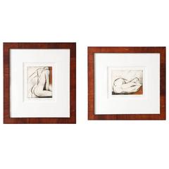 Pair of Female Nude Etchings by Sergei Firer 1