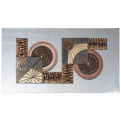 Aluminium and Brass Brutalist Metal Wall Panel Sculpture, 1970s 7