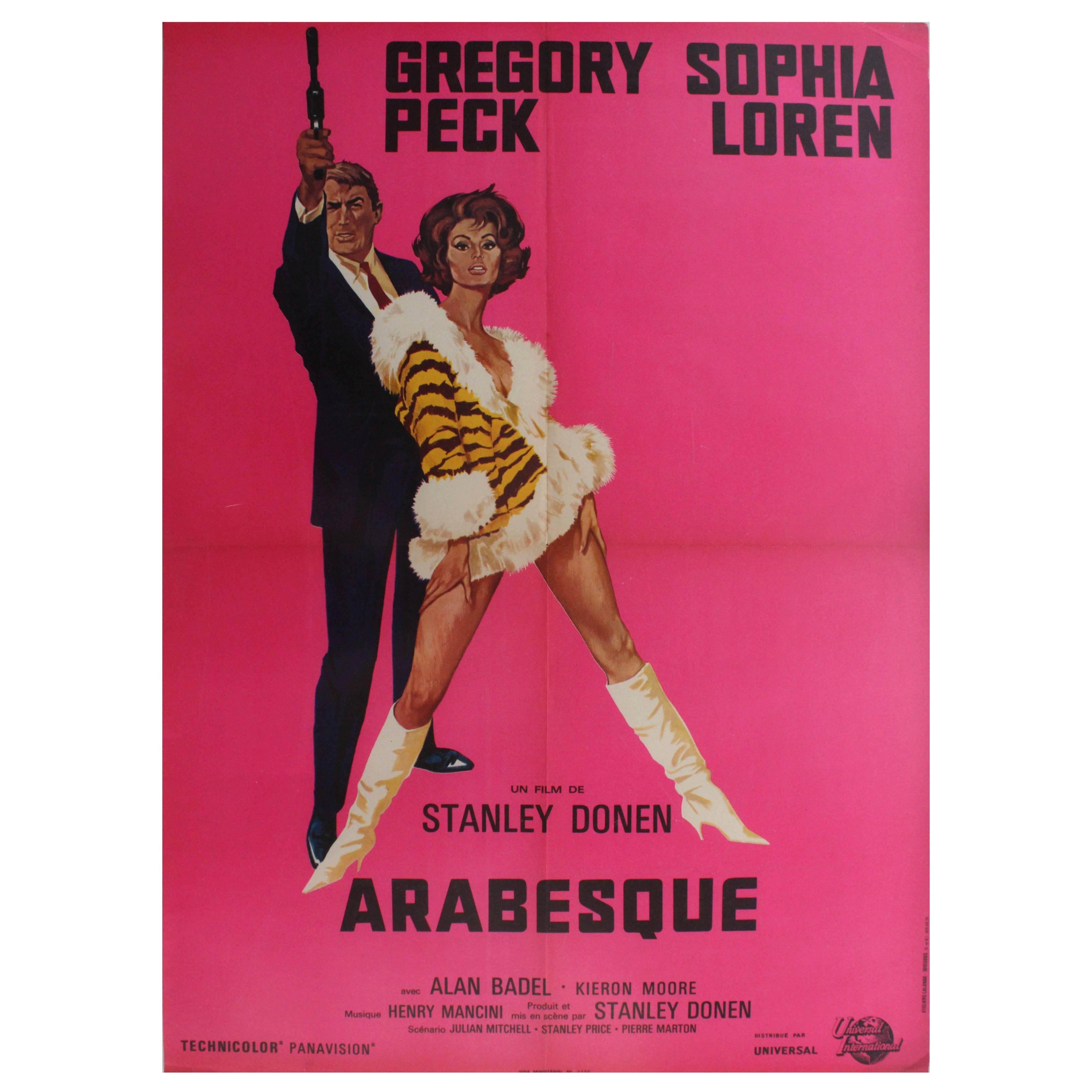 Original Vintage Movie Poster for Arabesque Starring Gregory Peck & Sophia Loren