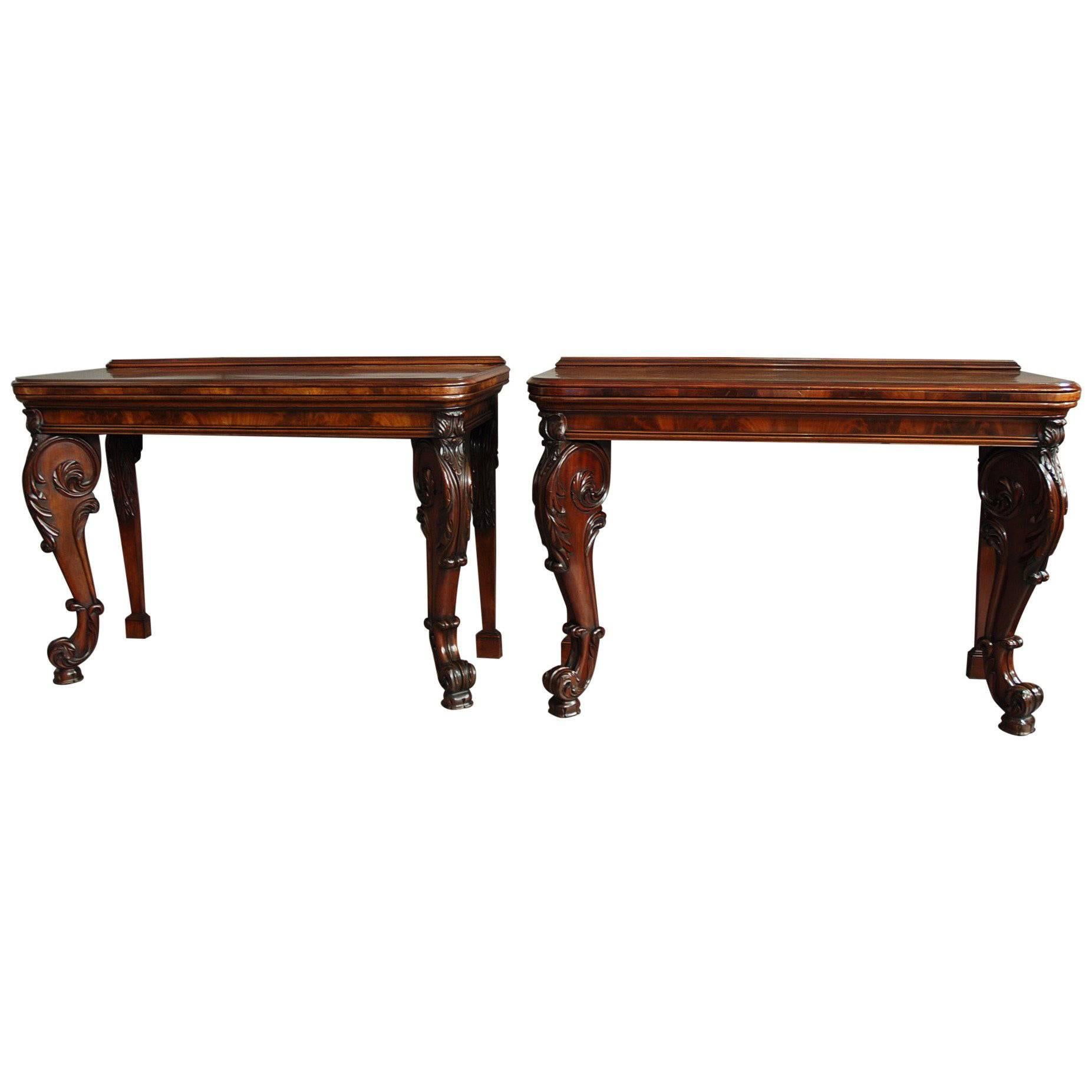 Pair of William IV Mahogany Console Tables in the Manner of Gillows