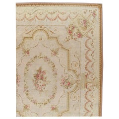 Antique French Aubusson Carpet, Fine Pale Pink, Rose, Taupe, Elegant Carpet