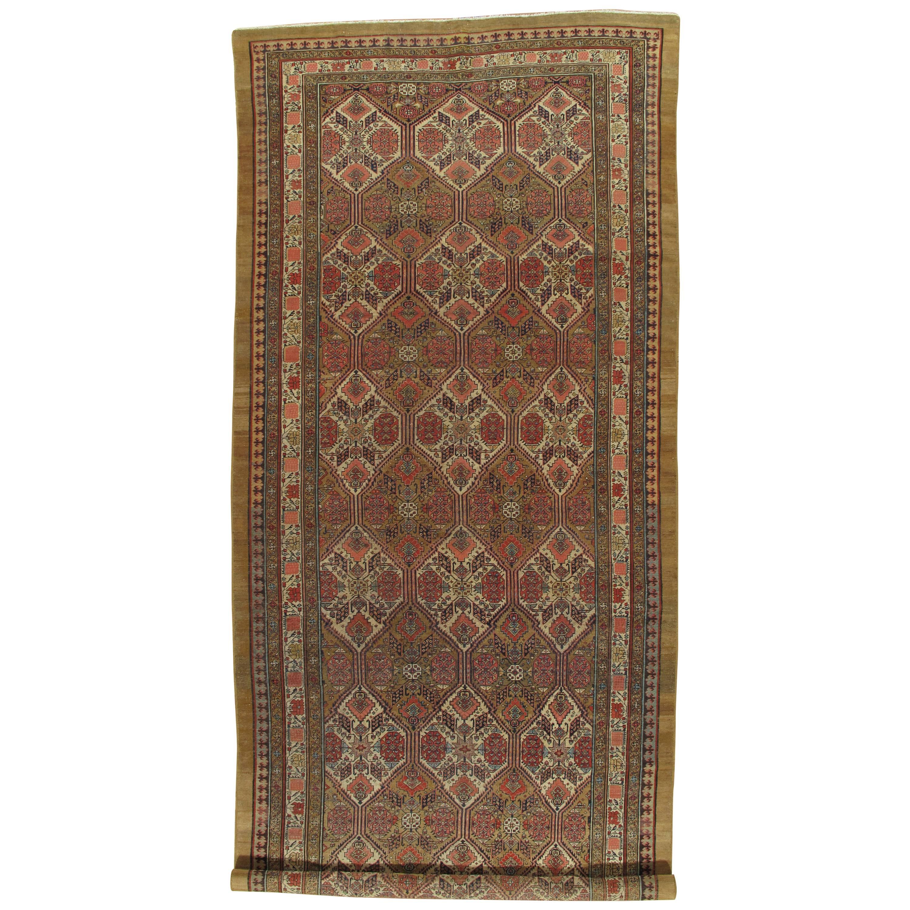 Antique Persian Serab Carpet, Handmade Wool Oriental Rug, Camel Hair, Ivory For Sale