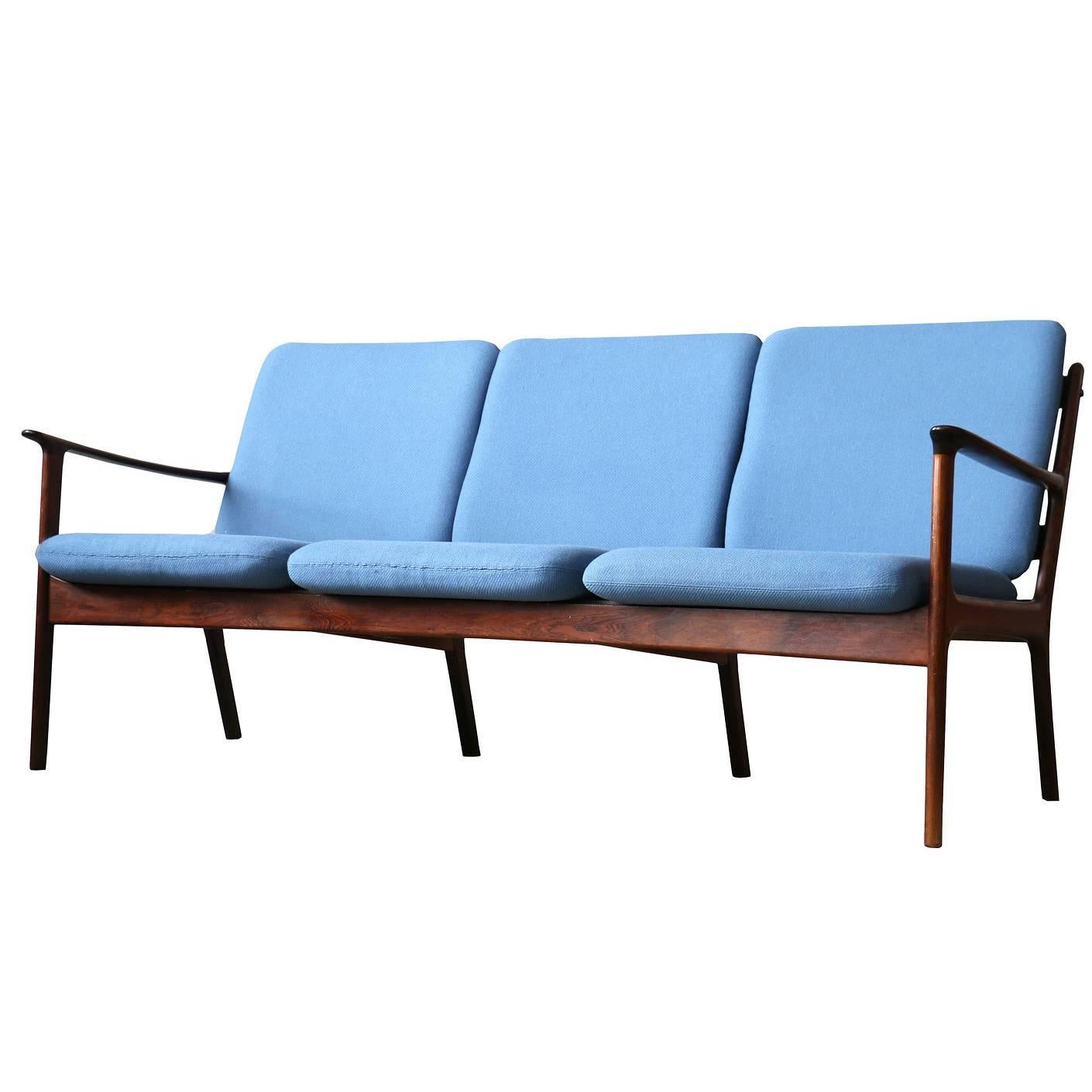 Ole Wanscher Danish Modern P. Jeppesen Brazilian Rosewood Sofa, Model PJ-112