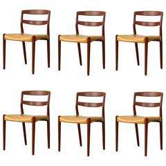 Six Ejner Larsen / Axel Bender Madsen 1923 Willy Beck Teak Dining Chairs Vintage