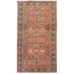 Tapis persan antique de Sultanabad:: tapis oriental fait à la main:: bleu marine:: terre cuite