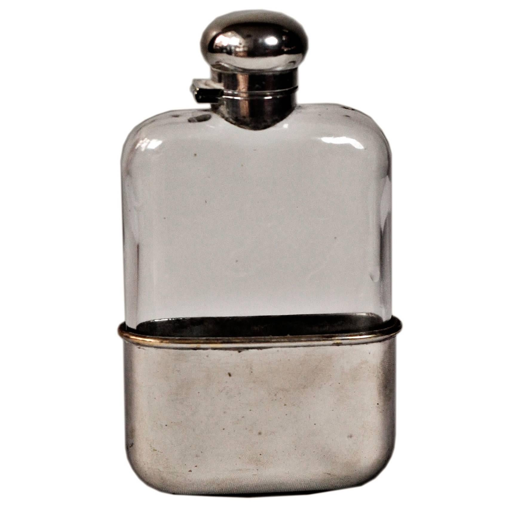 Silver Plated and Glass Hip Flask