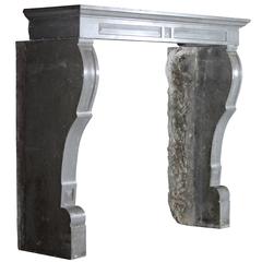 19th Century Grey-Bleu Color Hardstone antique Fireplace Mantel