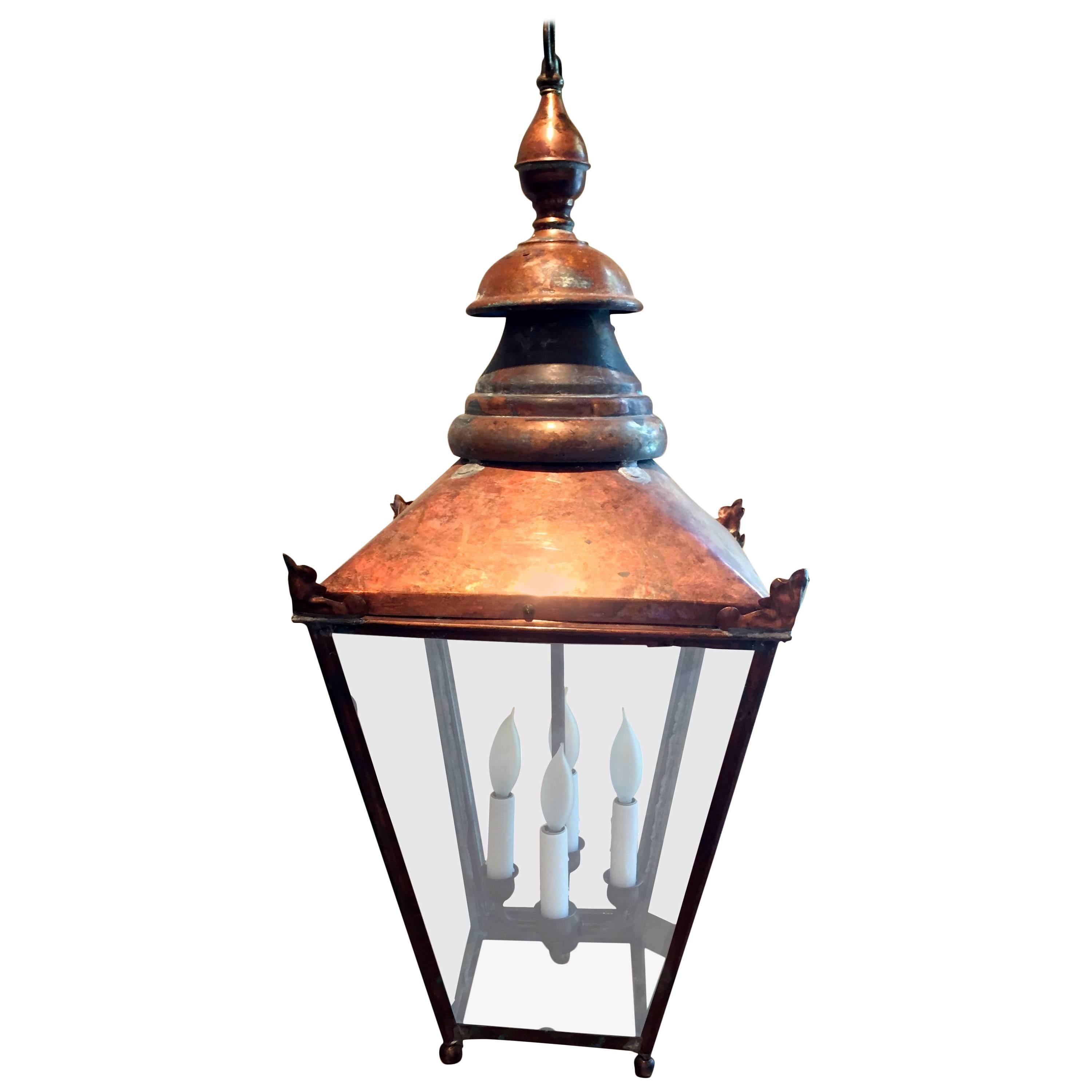 Antiqued Copper Lantern Large 