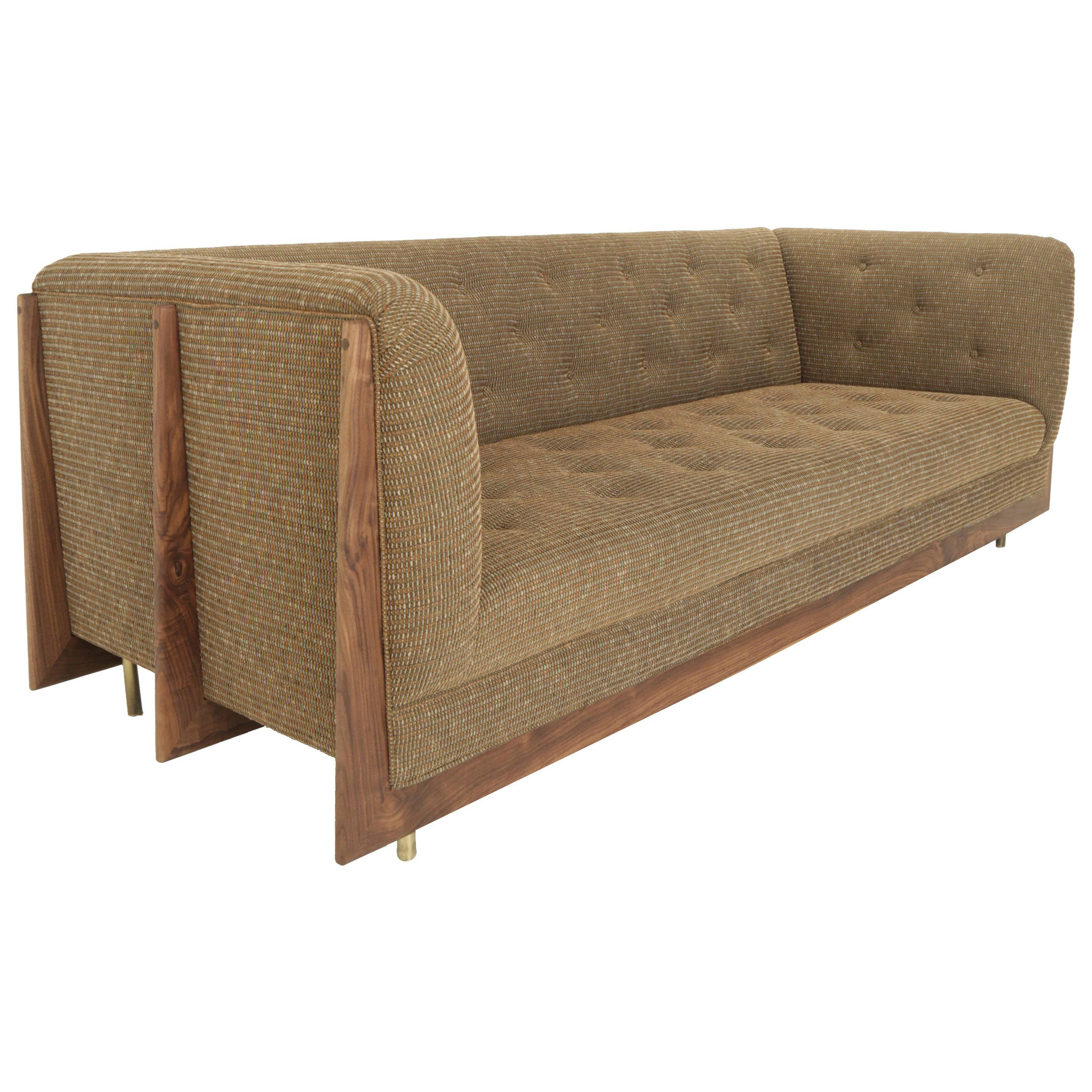 Hannah Sofa with Walnut Spines and Bronze Legs by Thomas Hayes Studio For Sale