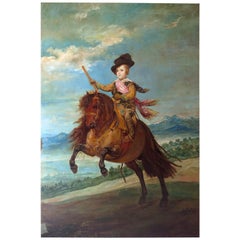 "Il principe Baldassarre Carlos a cavallo" Dipinto secondo Velasquez, Spagna 1915