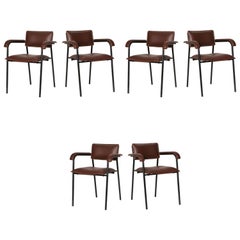 Jacques Quinet, Set of Six Dining Armchairs, France, C. 1960