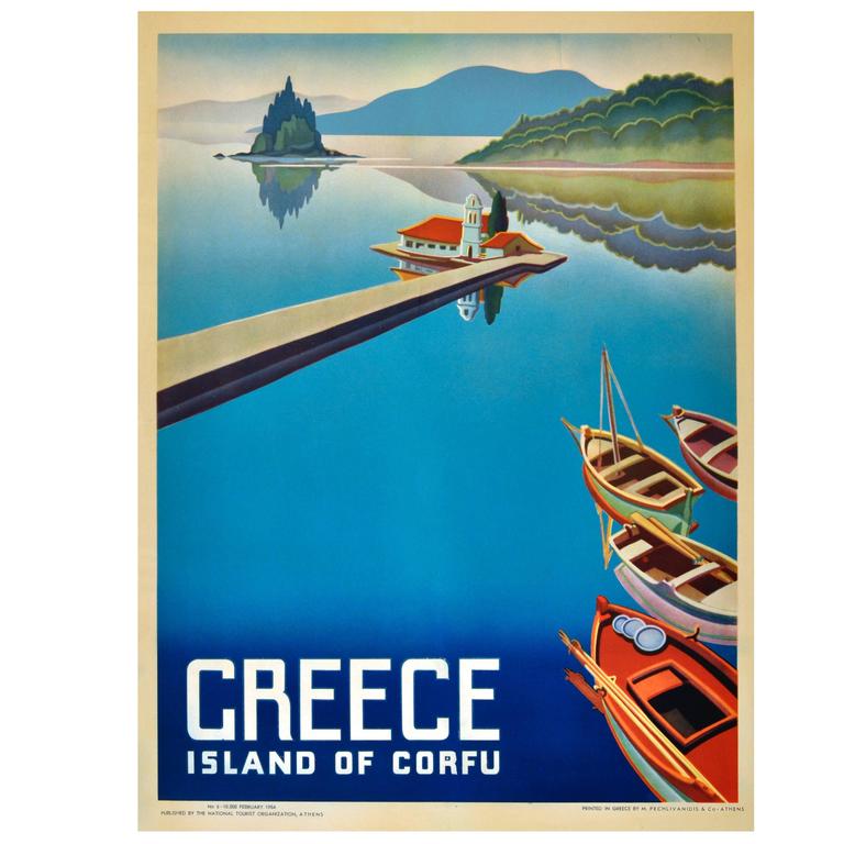 En Grèce Greece Greek Europe European Vintage Travel Advertisement Poster 