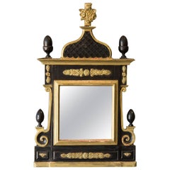 Antique Danish Neoclassical Gilded and Painted Mirror, circa 1860