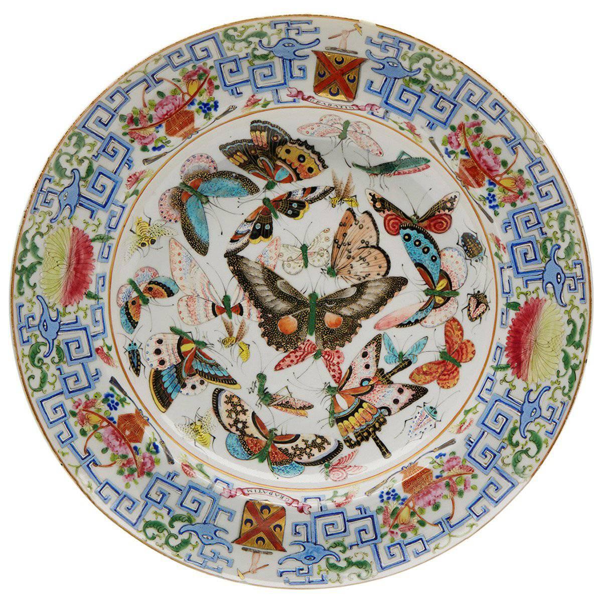 Antique Chinese Famille Rose Armorial Plate, circa 1800