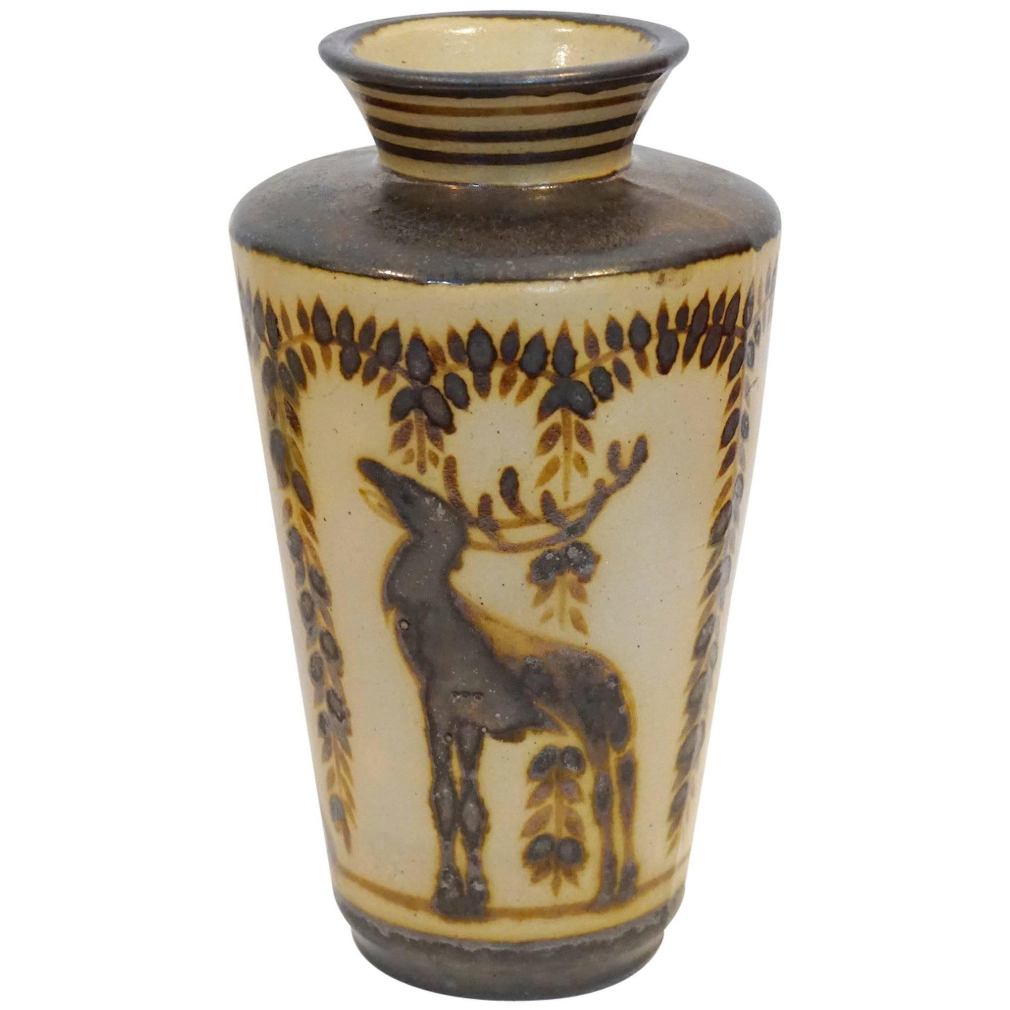 Large Glazed Ceramic Vase by Primavera For Sale