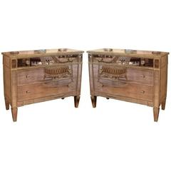 Pair of 1940s Style Mirrored Silver Leaf Commodes 12