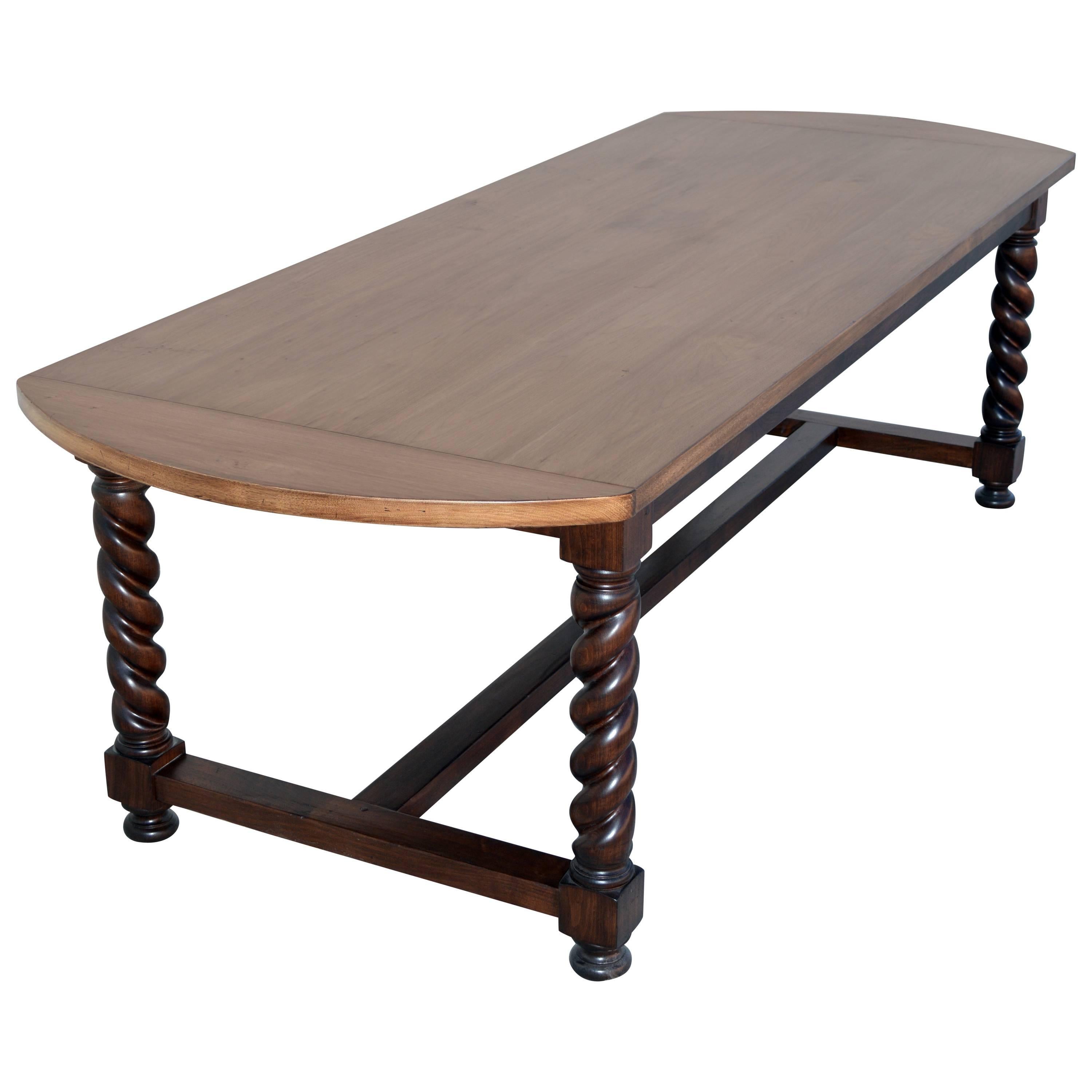 Expandable Barley Twist Dining Table in Vintage Walnut, By Petersen Antiques For Sale