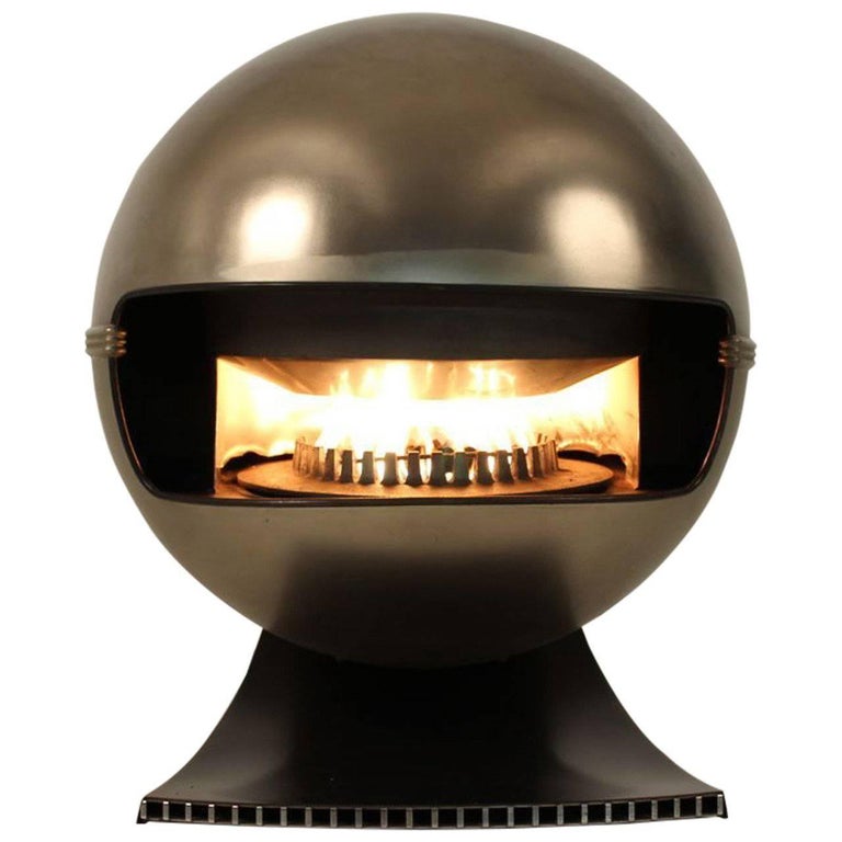 MidCentury Electric ConeShaped Freestanding Fireplace Indian Orange