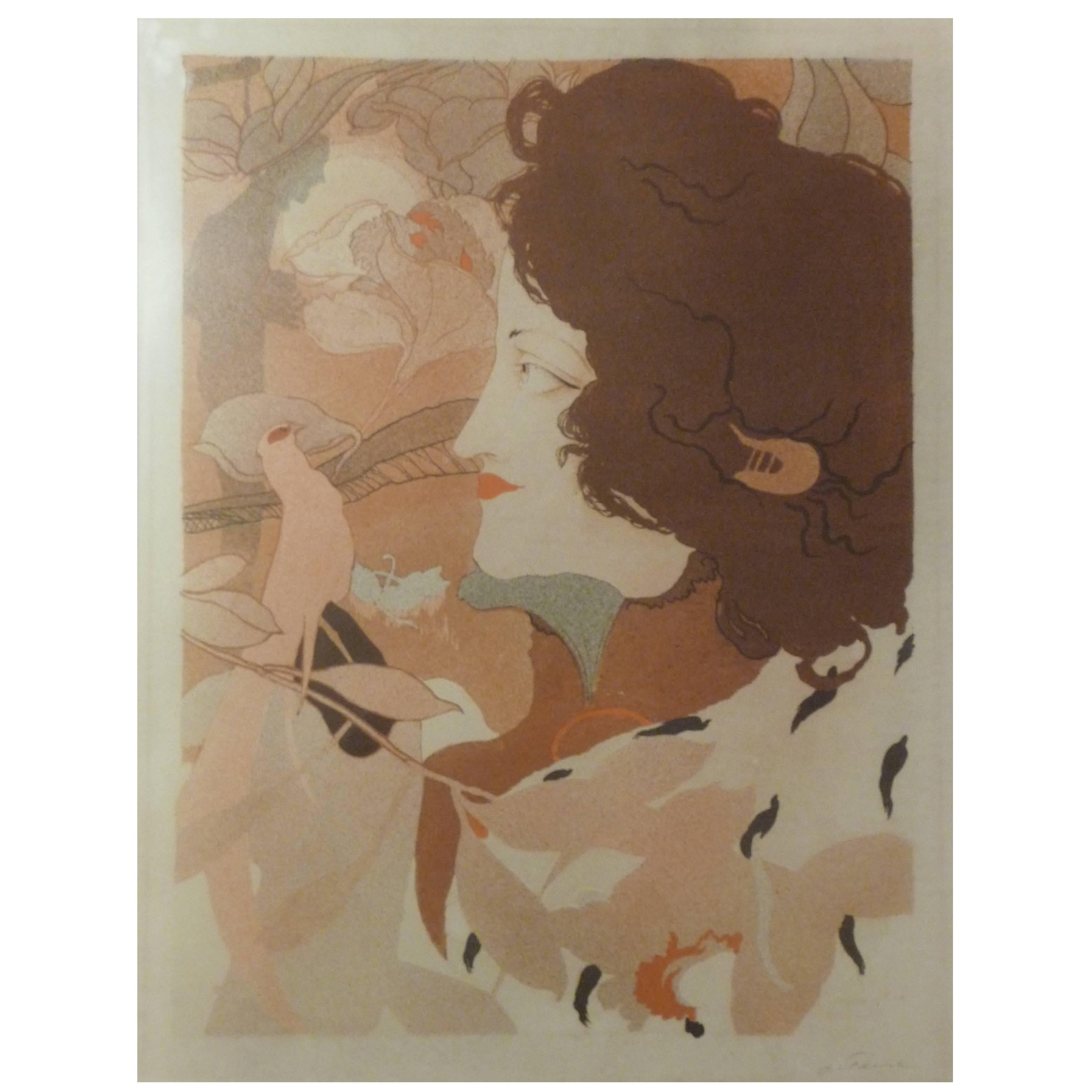 Georges De Feure Lithograph "La Femme Fatale, " 1896 Signed and Numbered For Sale