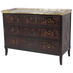 French Leather Chinoiserie Commode