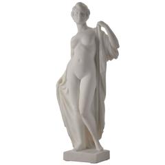 Marble Sculpture of Bathing Woman by Belgian Sculptor Charles Samuel