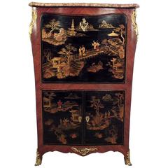 1900s French Mahogany Chinoiserie Secretaire 8