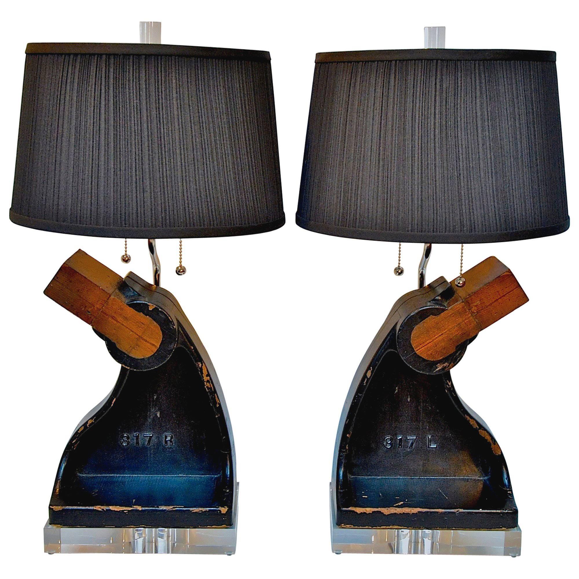Industrial Chic Lamp Pair For Sale