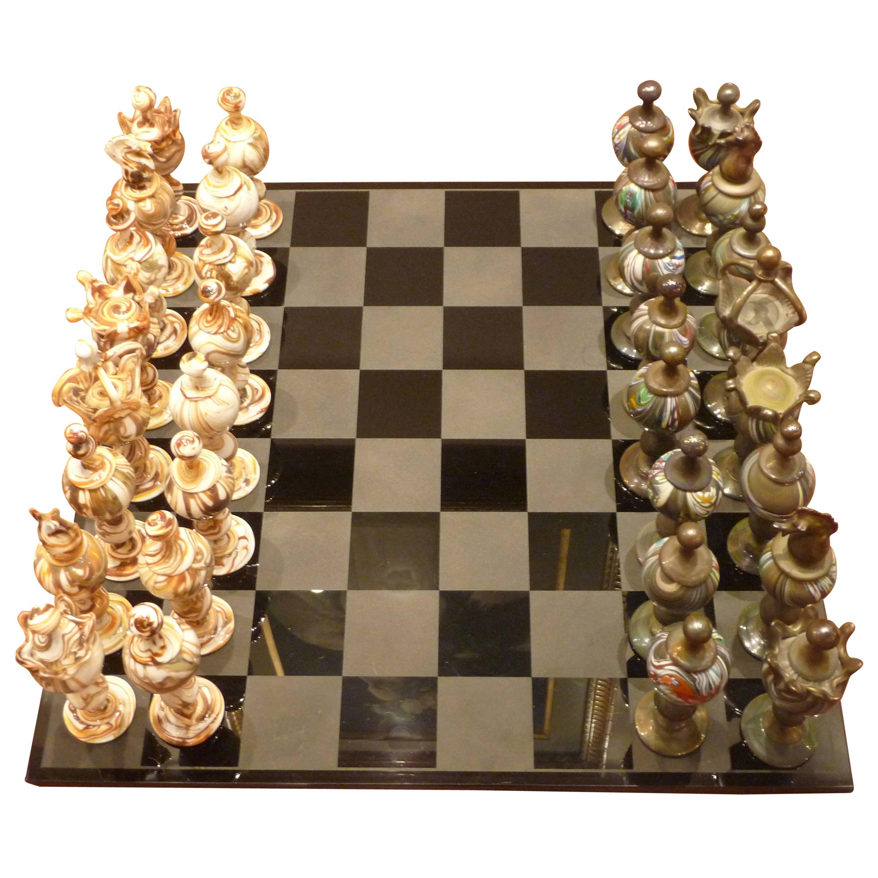 Chess Set, Pieces Signed ''Orom'' For Sale