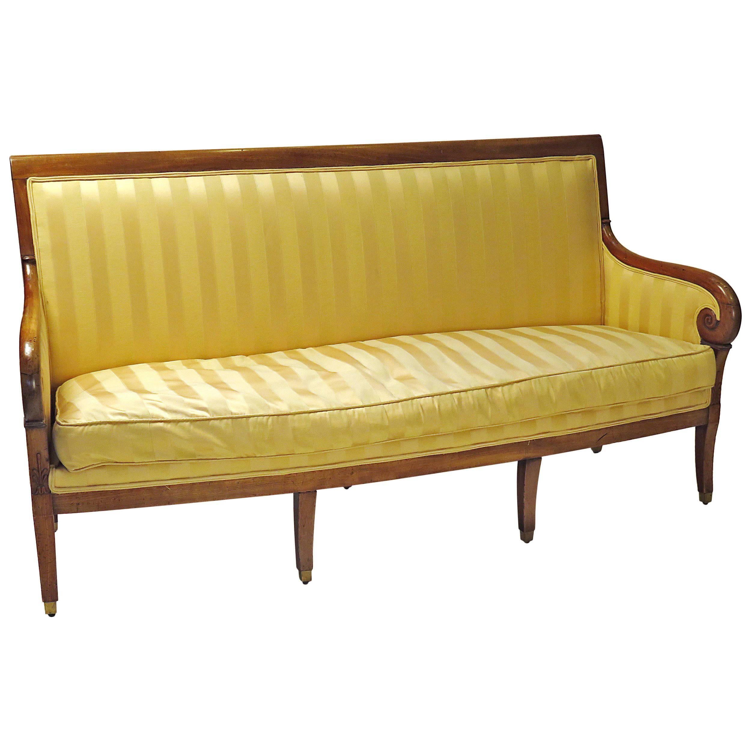 Elegant French Walnut Sofa circa 1820 Great Color and Patina