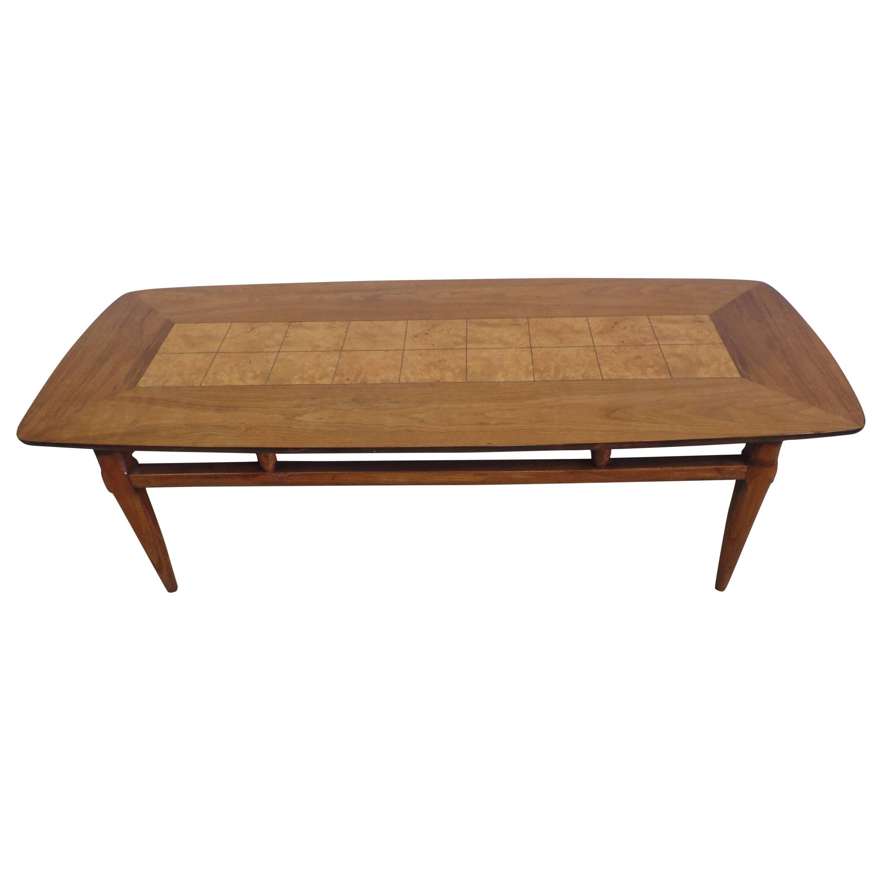 Cantilevered and Inlaid Italian Cocktail Table For Sale