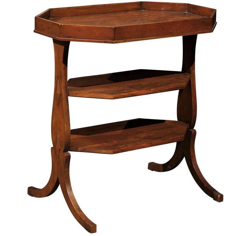 Baker Mid20th Century Three Tier Walnut Tray Top Side Table at 1stDibs