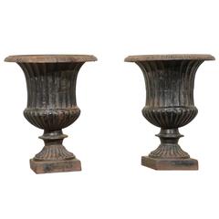 Pair of 19th Century Iron Urns from France