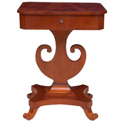 side table mahogany drawer lyre base karl johan 1845 sweden circa