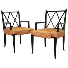 Pair of Tommi Parzinger Double "X" Armchairs 1