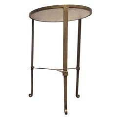 1960s French Mid-Century Gilt Iron Drinks Table with Marble Top