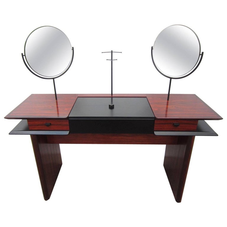 MidCentury Danish Modern Rosewood Vanity Desk For Sale at 1stdibs