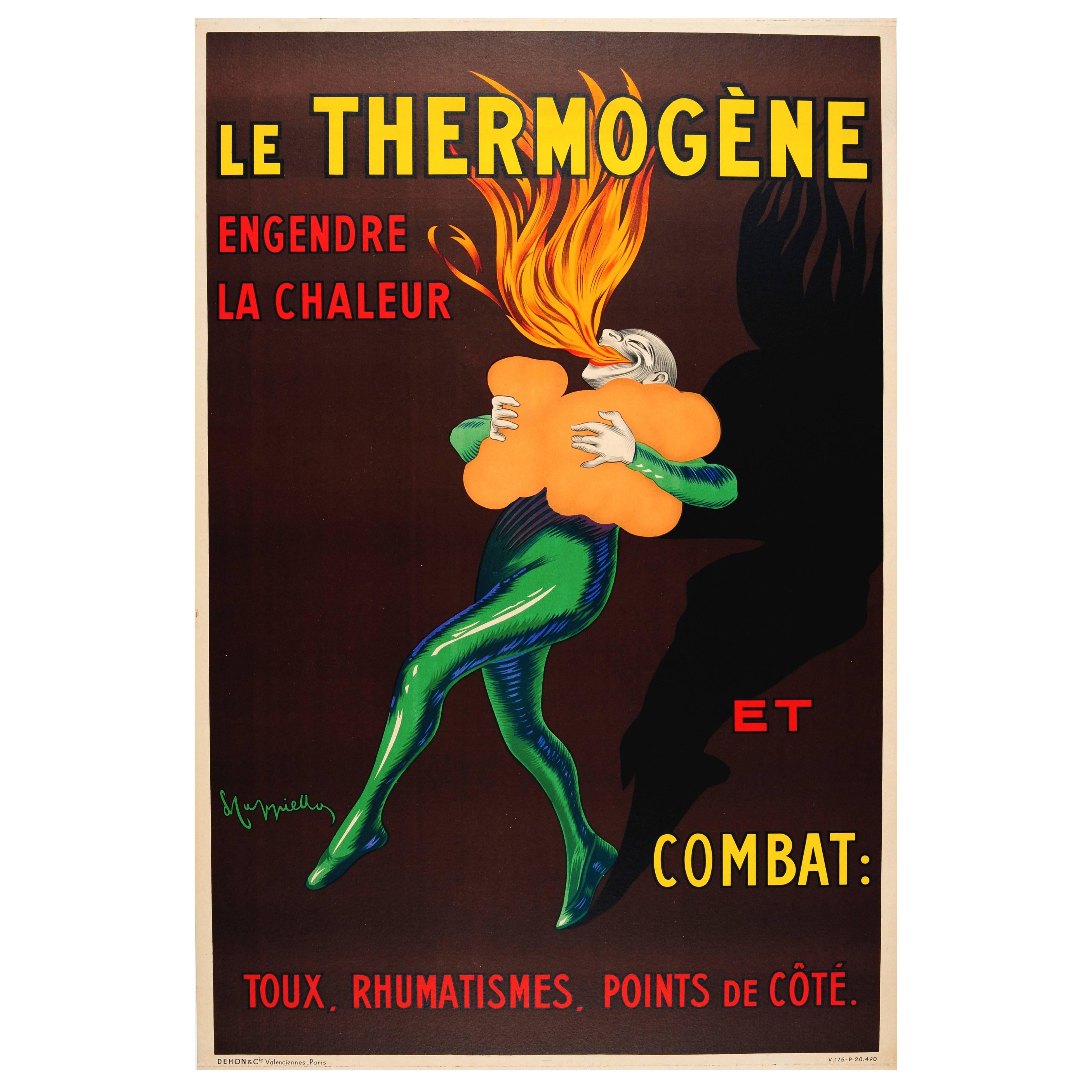 Large Le Thermogene Advertising Poster ft Iconic Design by Cappiello 1930s Issue