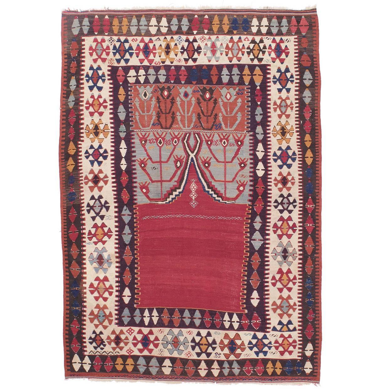 Antique Central Anatolian Kilim Rug with "Tulips" For Sale