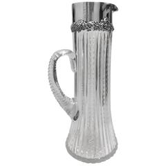 American Brilliant Period Sterling Collar Pitcher Large, circa 1900