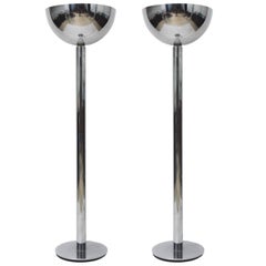 Pair of American Modern Gunmetal Floor Lamps, Style of Karl Springer