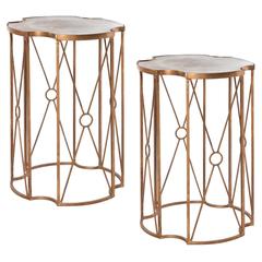 Pair of Gilt Metal and Antique Mirror Drinks Tables in the Style of Bagues 8