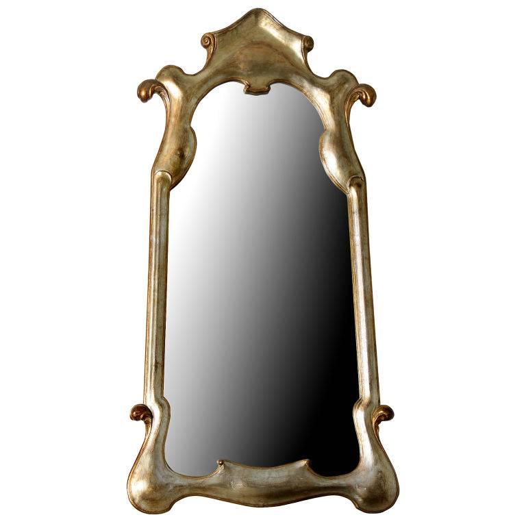 Silver Leafed Fantasy Mirror with Gold Accents For Sale
