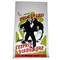 Vintage "Voodoo Man" Bela Lugosi Movie Poster Belgian Release, circa 1944