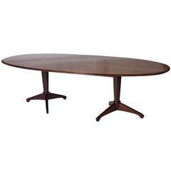 Andrew J. Milne Rosewood Table of Elliptical Form with Central Leaf